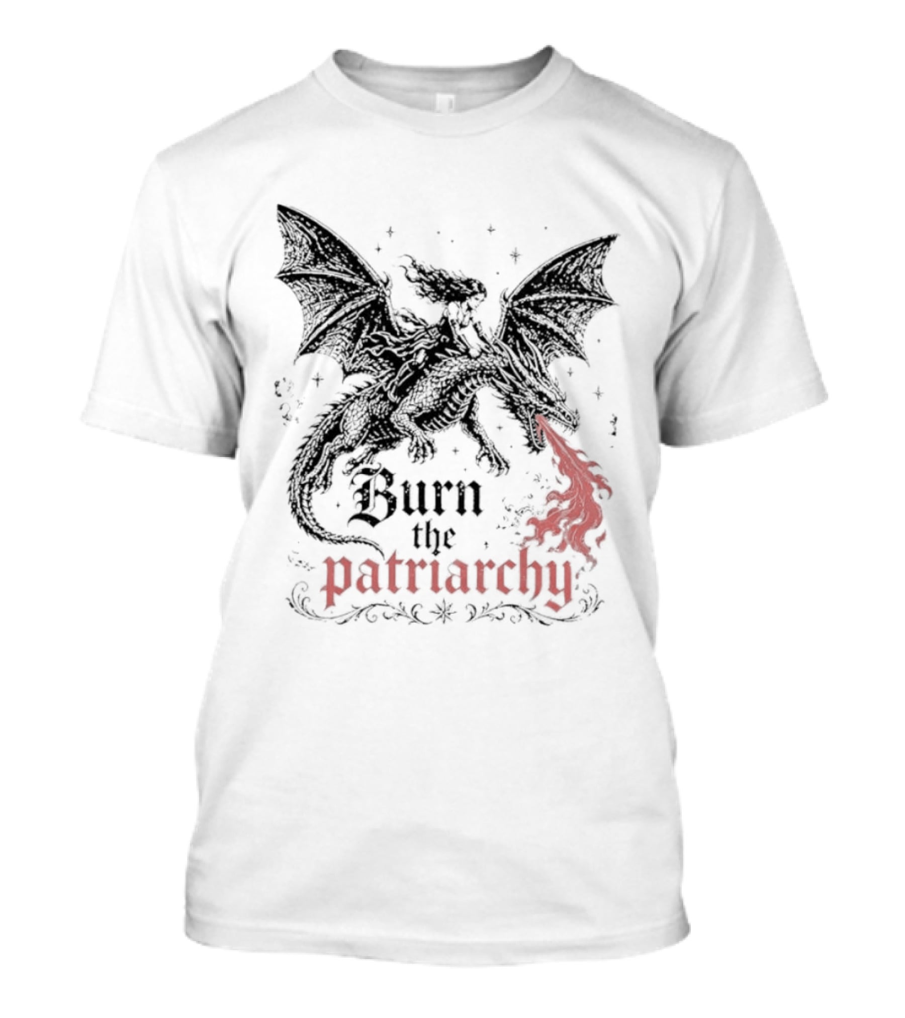 Burn The Patriarchy Dragon Rider Feminist Empowerment Fantasy T-Shirt