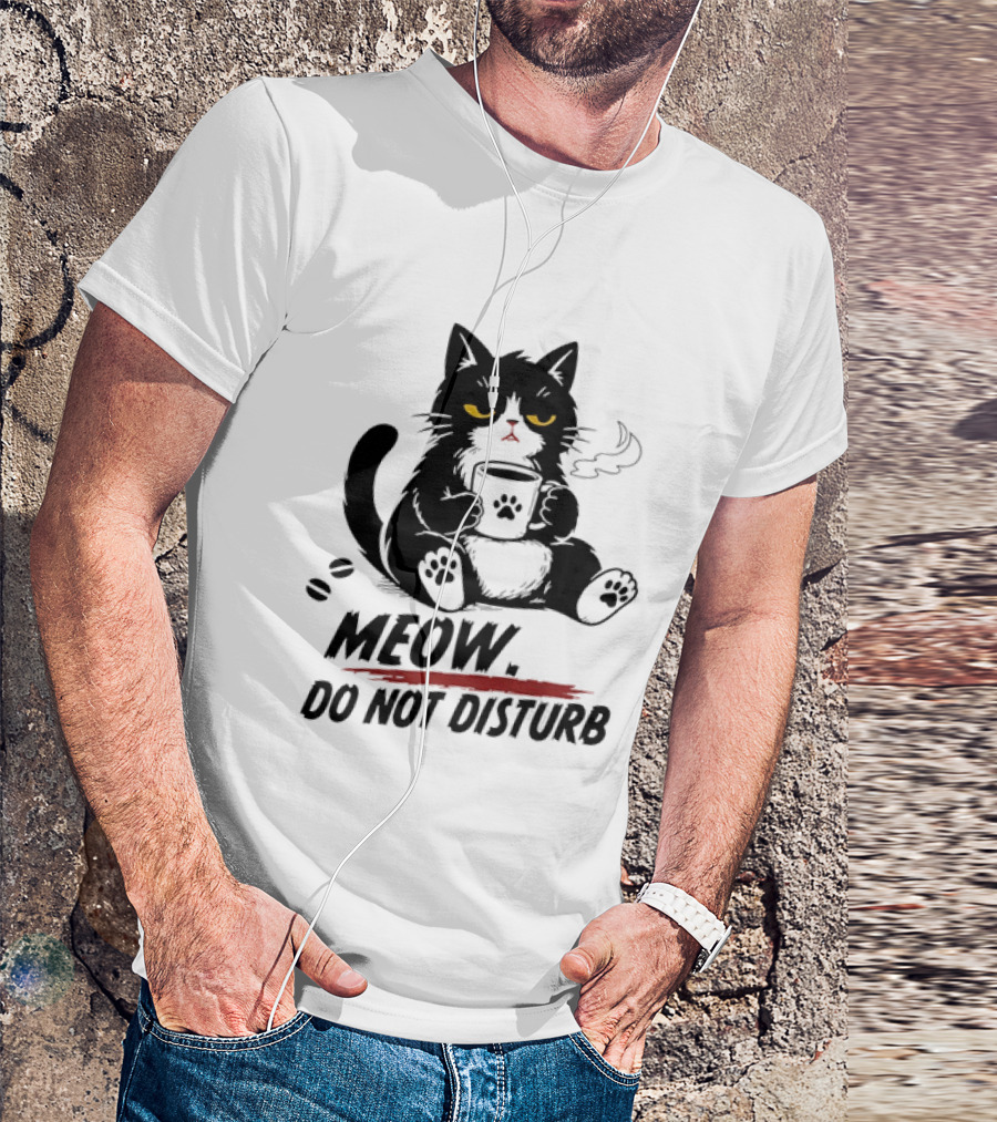 Meow Do Not Disturb Grumpy Cat Coffee Paw Stamp Vapor T-Shirt