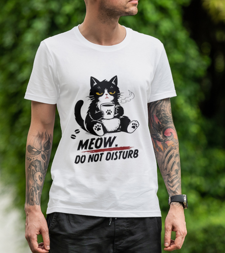 Meow Do Not Disturb Grumpy Cat Coffee Paw Stamp Vapor T-Shirt