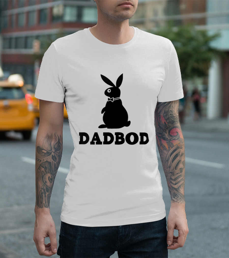 Dadbod Bunny Rabbit Dad Bod Fatherhood Humor Bow Tie T-Shirt