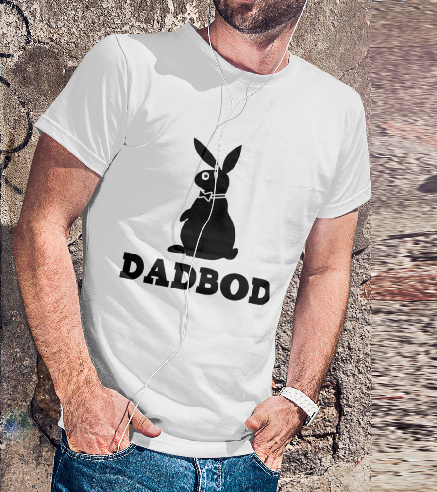 Dadbod Bunny Rabbit Dad Bod Fatherhood Humor Bow Tie T-Shirt