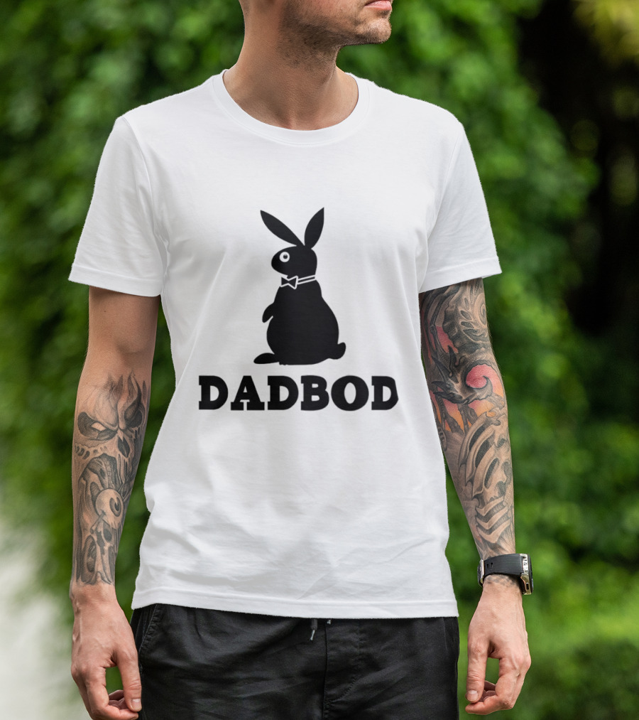 Dadbod Bunny Rabbit Dad Bod Fatherhood Humor Bow Tie T-Shirt
