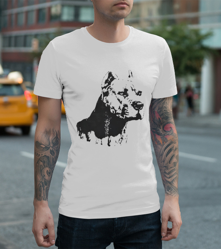 Distressed Pit Bull Dog Face Art For Dog Lovers T-Shirt