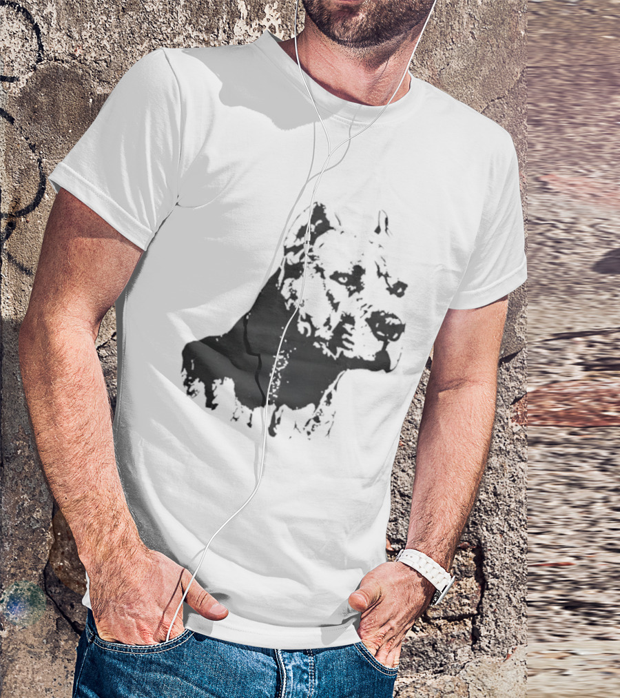 Distressed Pit Bull Dog Face Art For Dog Lovers T-Shirt