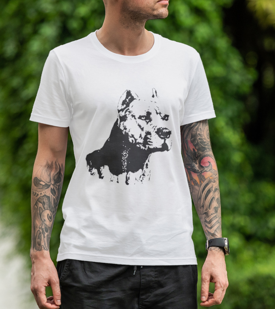 Distressed Pit Bull Dog Face Art For Dog Lovers T-Shirt