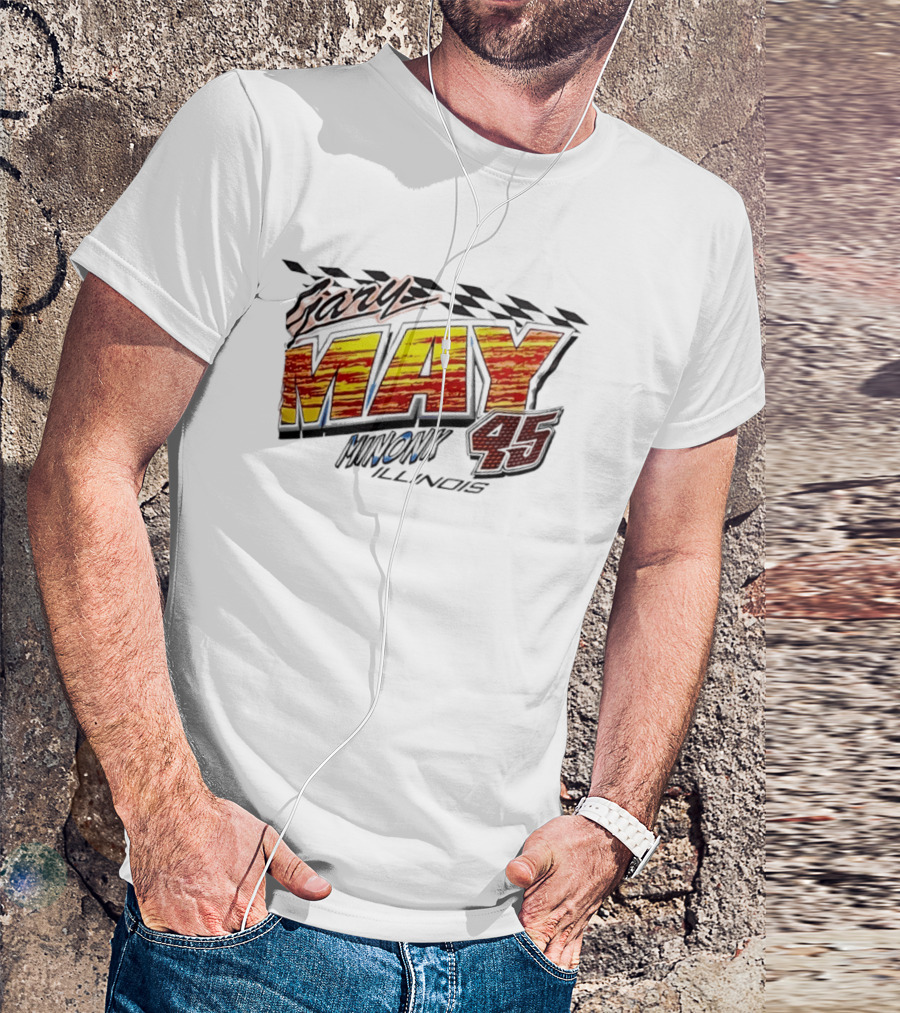 Gary May 45 Minonk Illinois Racing Motorsports Checkerboard T-Shirt