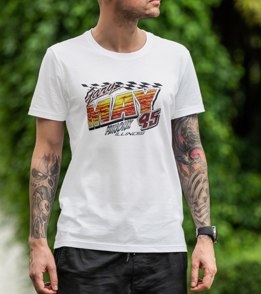 Gary May 45 Minonk Illinois Racing Motorsports Checkerboard T-Shirt