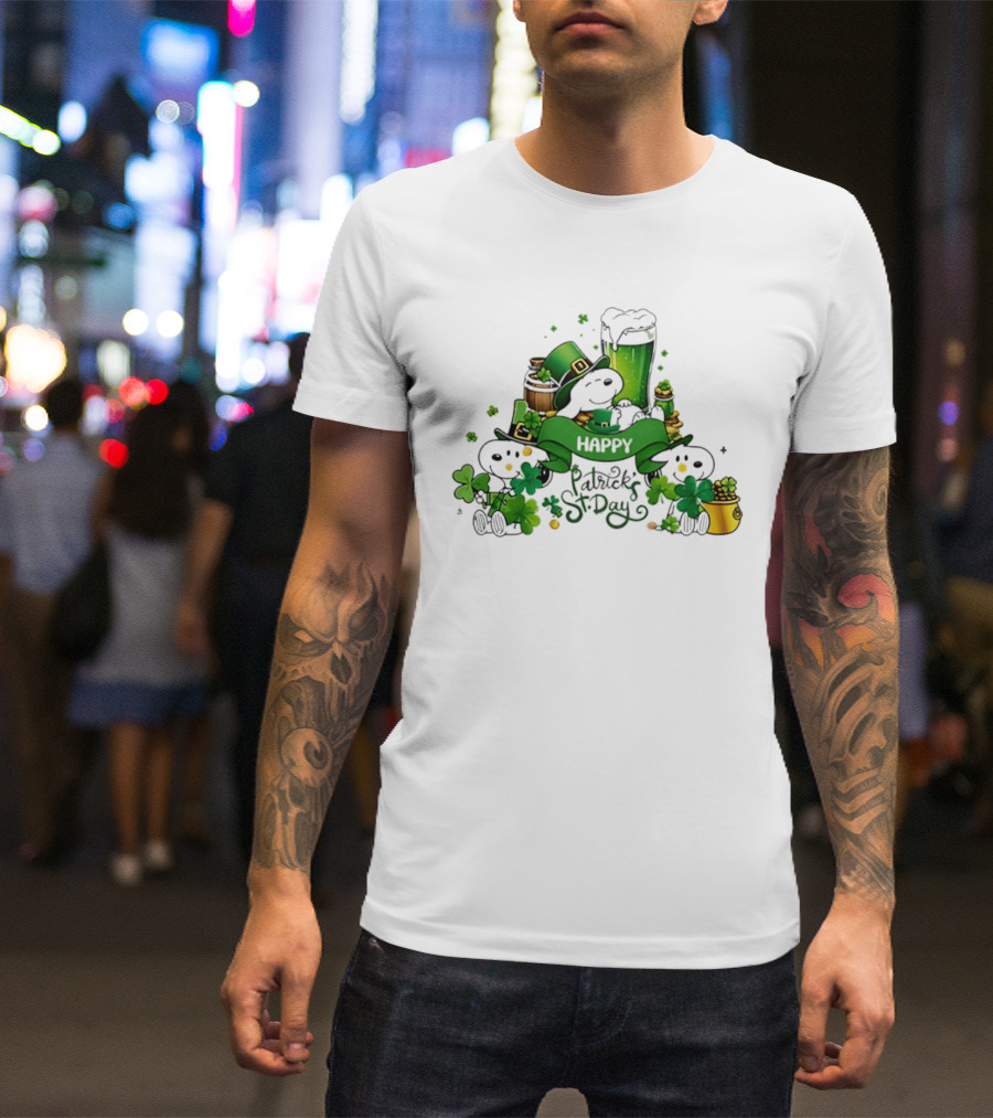 Snoopy St Patrick's Day Peanuts Shamrock Happy T-Shirt