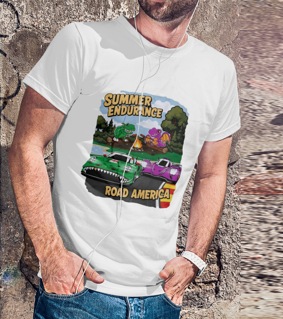 Summer Endurance Road America Racing With Dinosaurs And Dragons T-Shirt