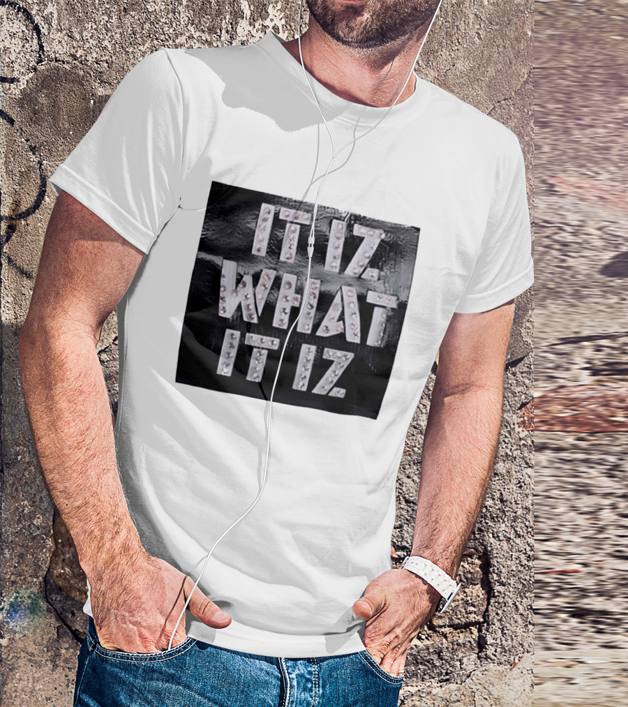 It Iz What It Iz Rhinestone Sparkly Slang Black T-Shirt