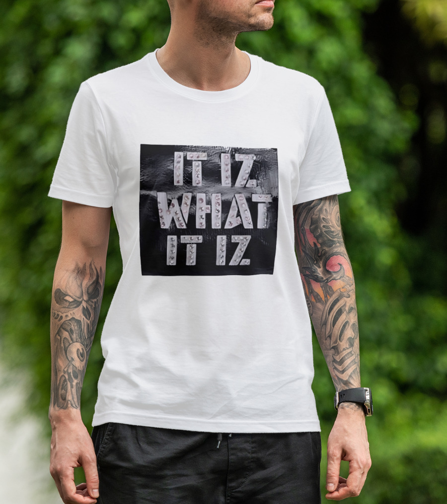 It Iz What It Iz Rhinestone Sparkly Slang Black T-Shirt
