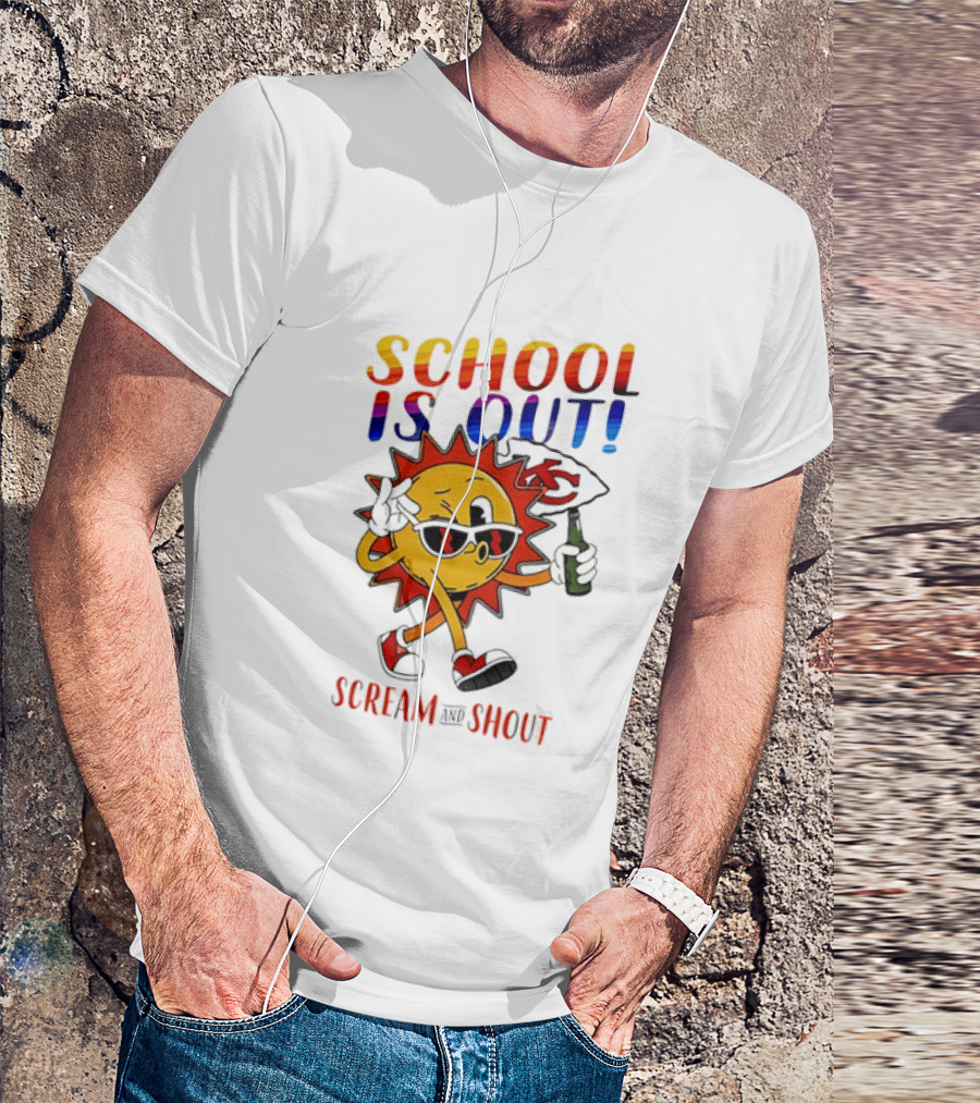 Kansas City Chiefs Sun Character School Is Out Scream And Shout T-Shirt