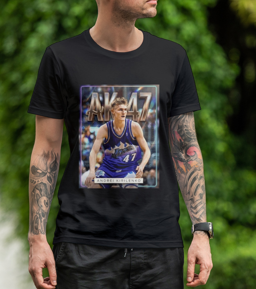 AK 47 Andrei Kirilenko Utah Jazz NBA Basketball Legends T-Shirt