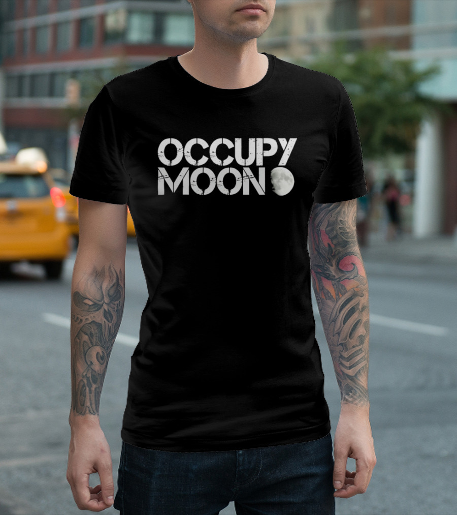 Occupy Moon Distressed Lunar Space Astronomy T-Shirt