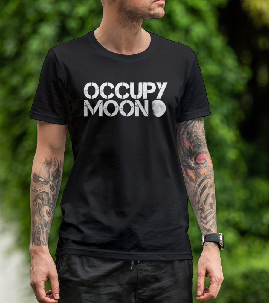 Occupy Moon Distressed Lunar Space Astronomy T-Shirt