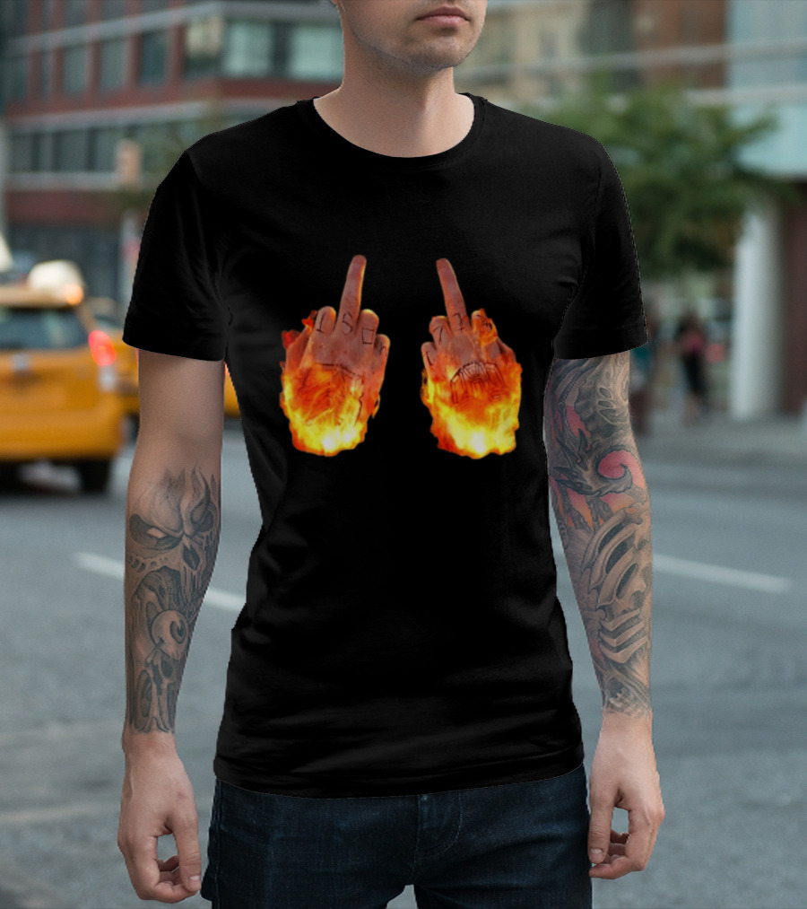 Sid The 3Rd Middle Fingers Flaming Gesture T-Shirt