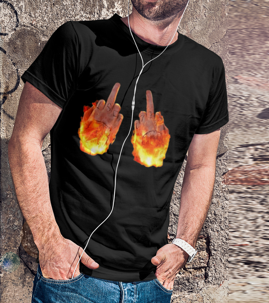Sid The 3Rd Middle Fingers Flaming Gesture T-Shirt