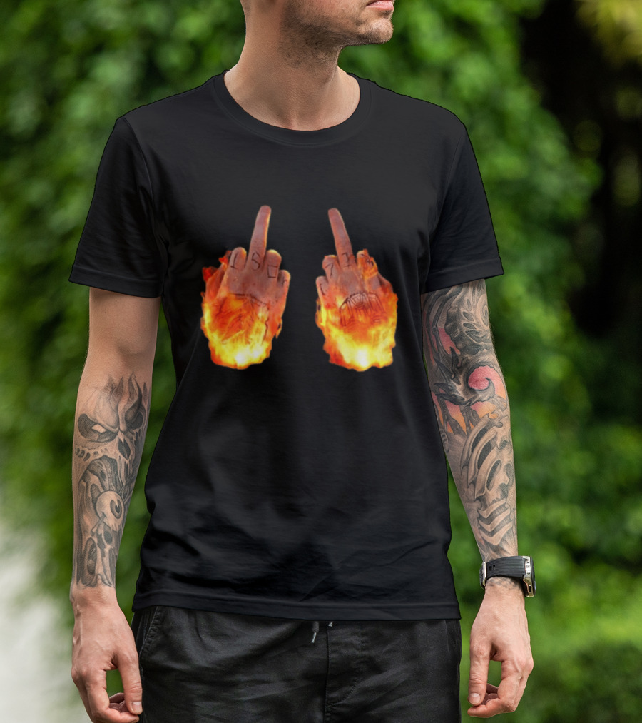 Sid The 3Rd Middle Fingers Flaming Gesture T-Shirt