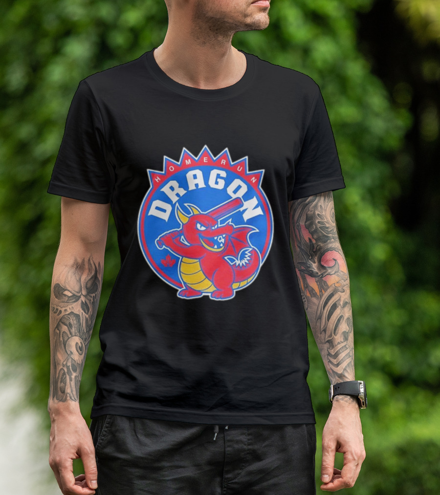 Homerun Dragon Toronto Blue Jays Batter With Red Bat And Maple Leaf T-Shirt