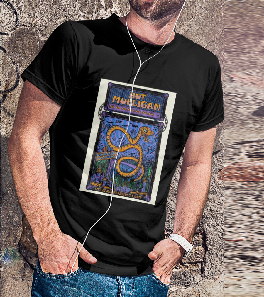 Hot Mulligan Live At Metro Chicago Illinois August 1 2026 With Snake And Cityscape T-Shirt