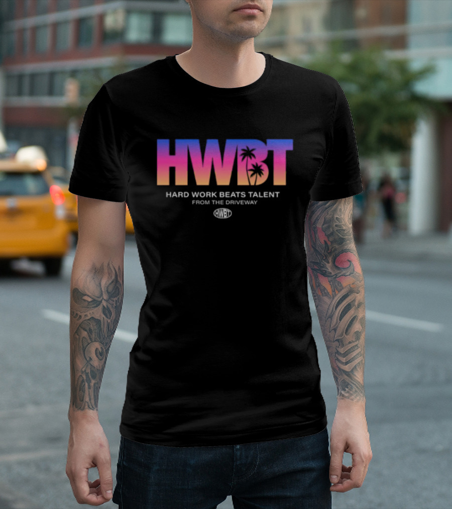 Hwbt Store Miami Sunset Hard Work Beats Talent Oversized T-Shirt