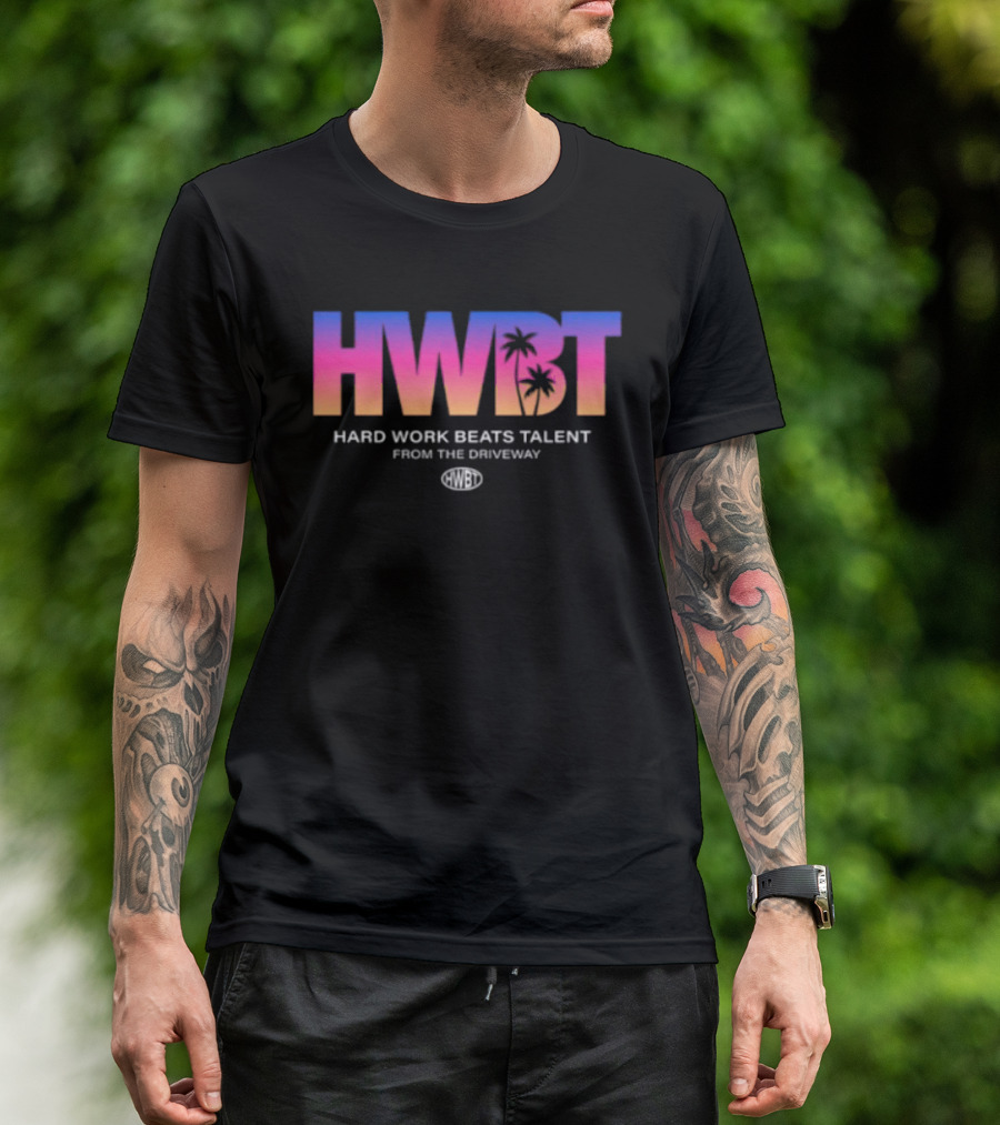 Hwbt Store Miami Sunset Hard Work Beats Talent Oversized T-Shirt