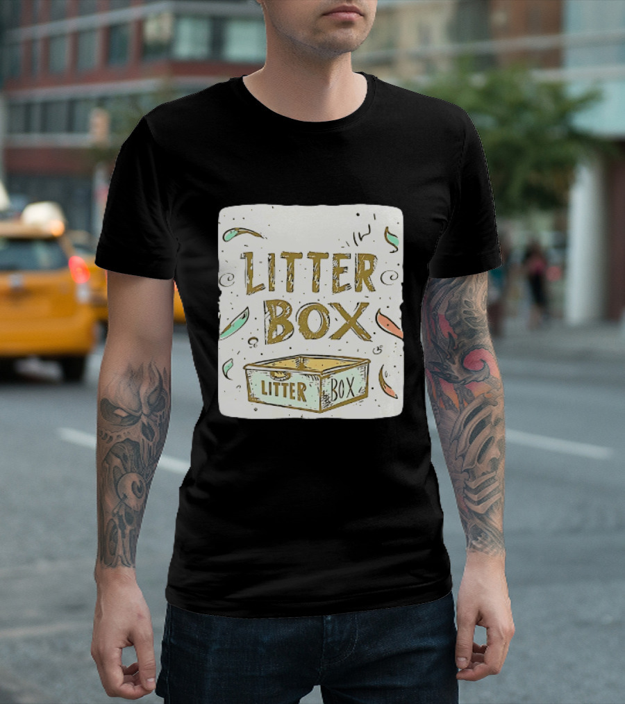 Litter Box Cat Pet Kitten Animal Fun Artwork With Litter Box T-Shirt