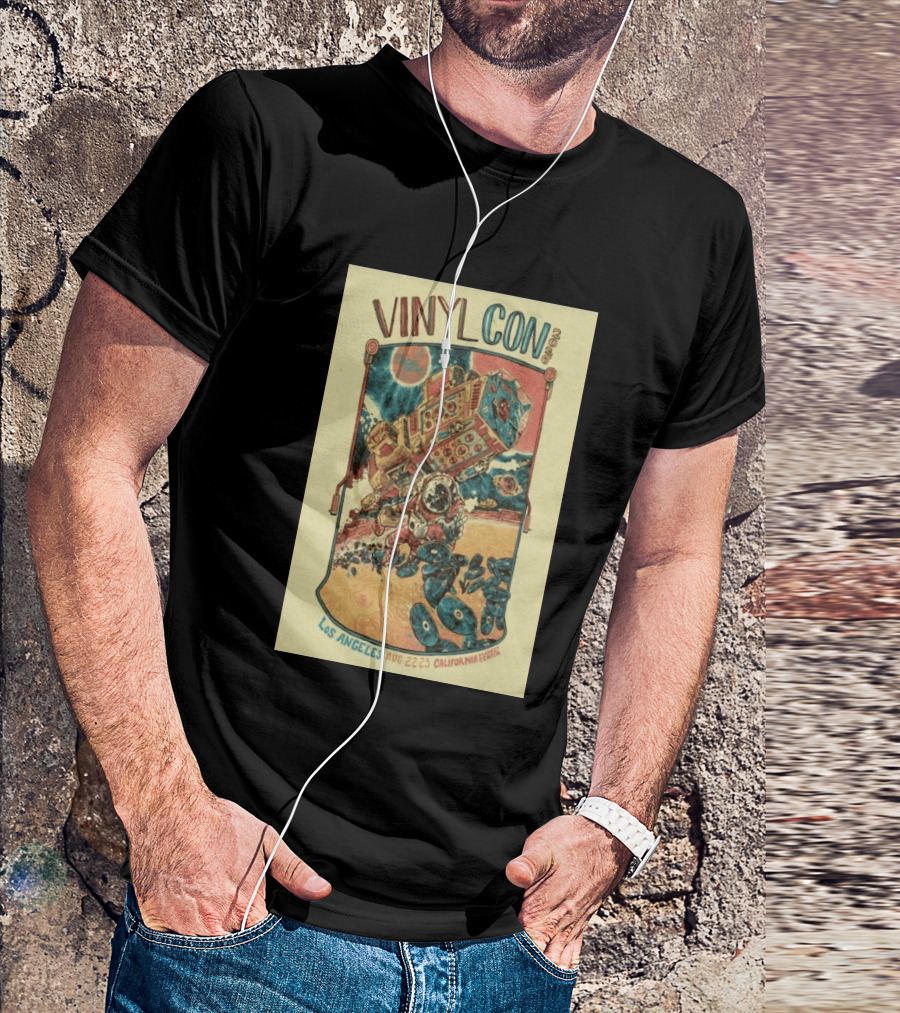 VinylCon Los Angeles August 22 23 2026 California Festival Space Astronaut Turntable T-Shirt