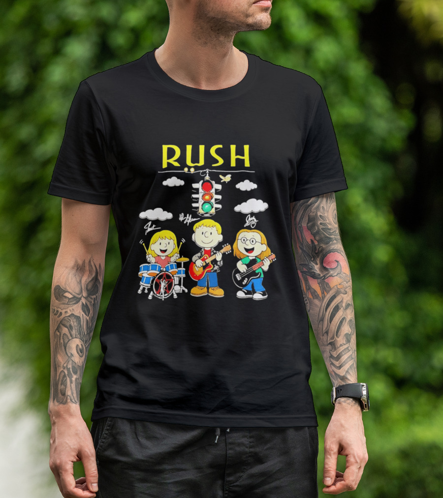 Rush Band Peanuts Parody Neil Peart Cartoon Traffic Light T-Shirt