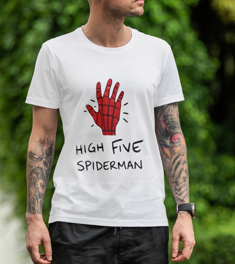 High Five Spiderman Marvel Superhero Comic Book T-Shirt