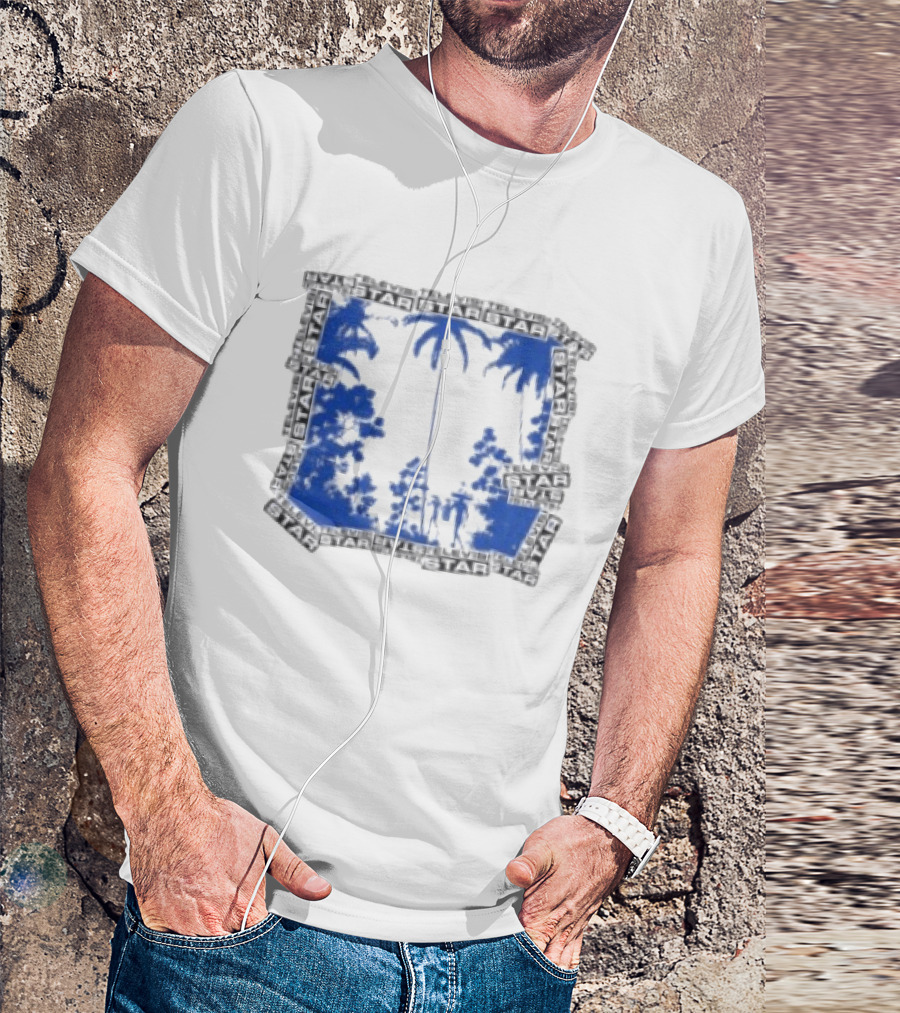 Televisi Star Catalog Store Paradise Blue White Palms T-Shirt