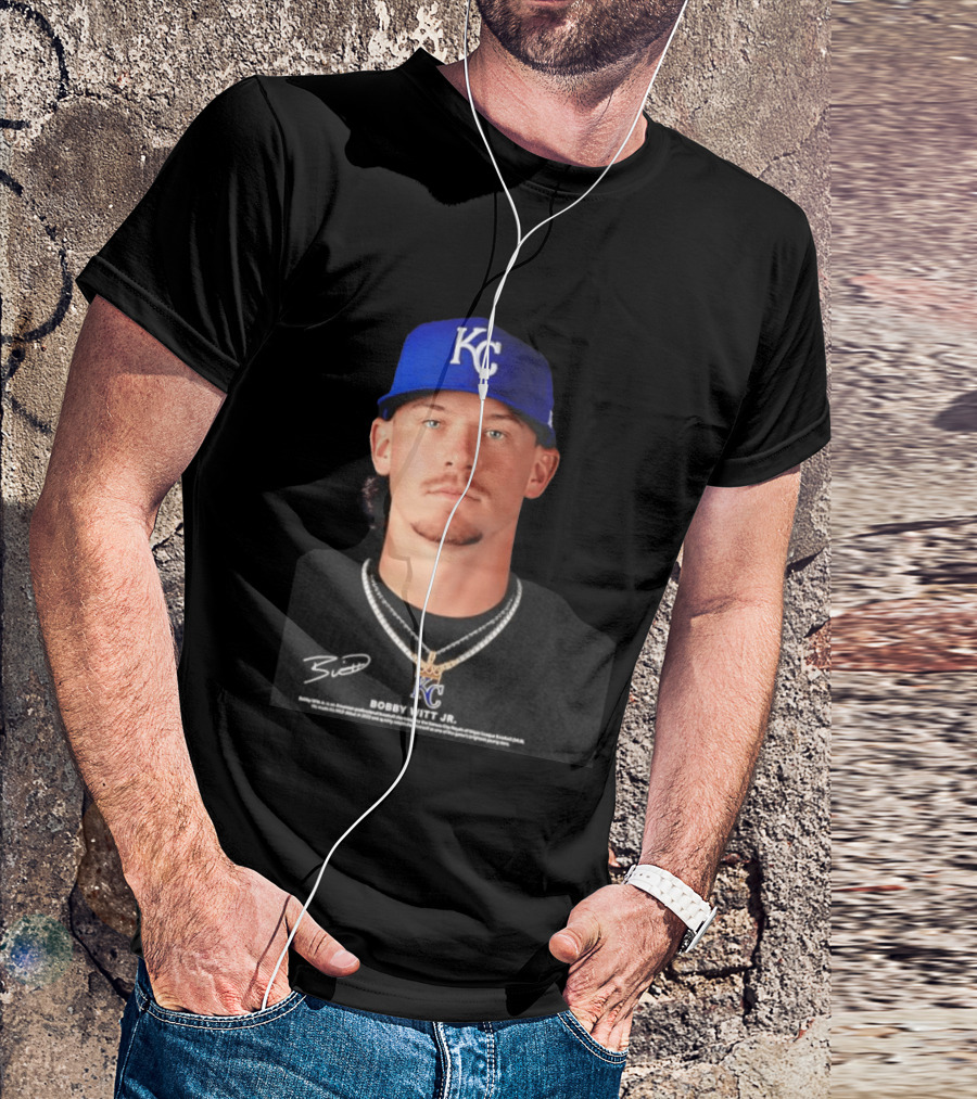 Bobby Witt Jr Kansas City Royals MLB Player Portrait Featuring KC Cap And Signature T-Shirt
