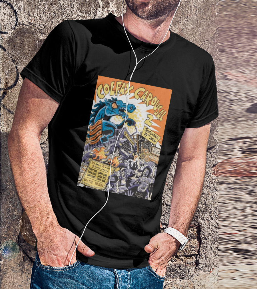 Colfax Carousal 2 Longest Wickedest Street September 19th 2026 Bands Venues Gory Party Denver CO T-Shirt