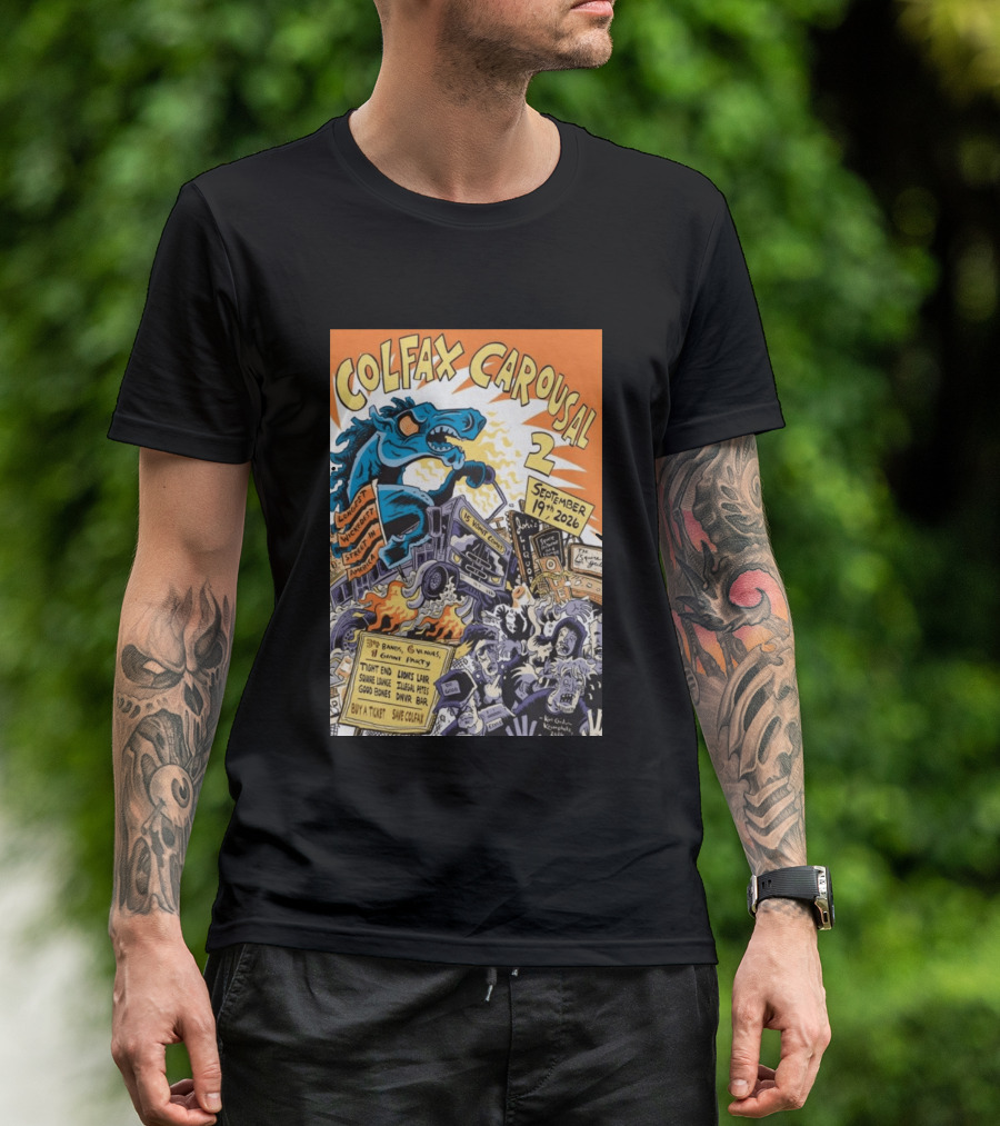 Colfax Carousal 2 Longest Wickedest Street September 19th 2026 Bands Venues Gory Party Denver CO T-Shirt