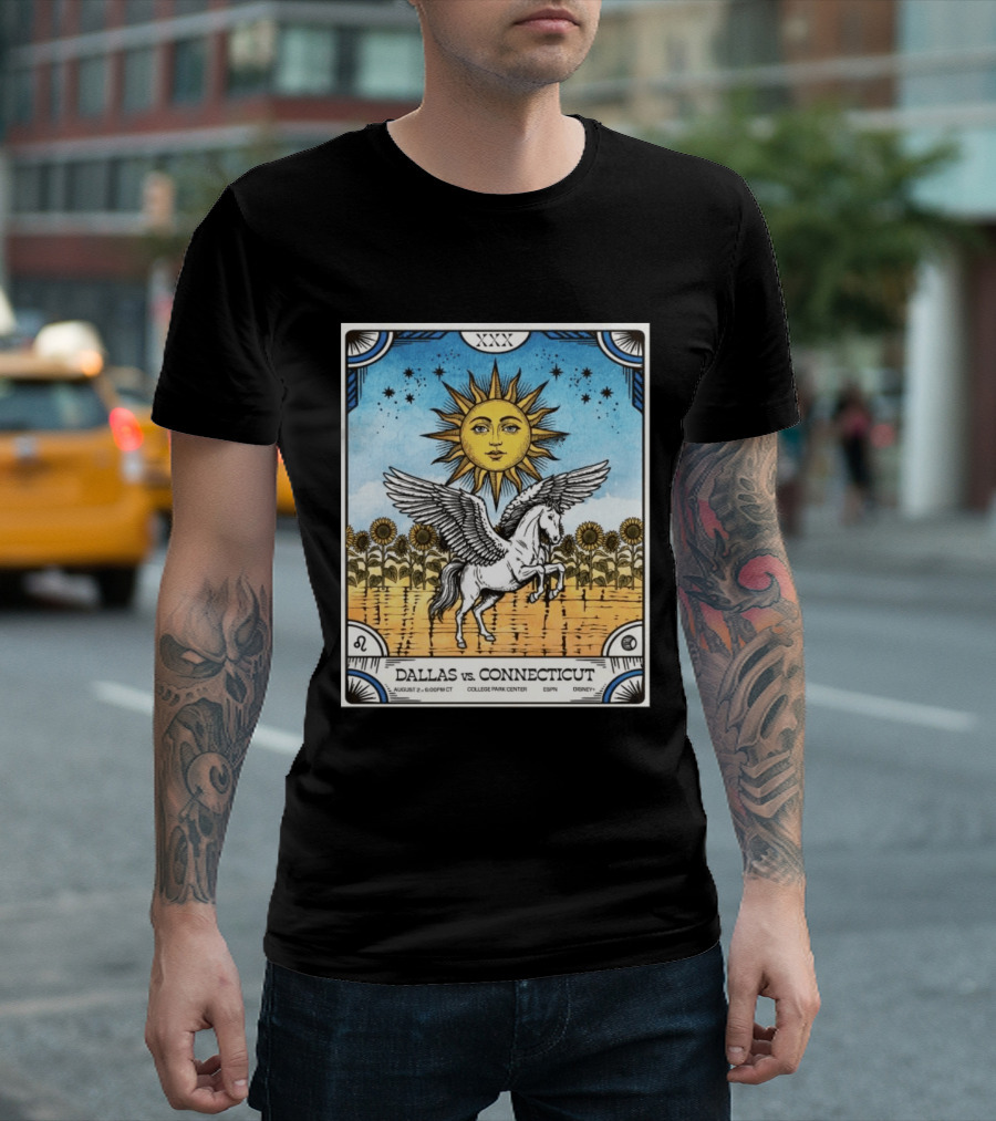 Dallas Vs Connecticut August 2 6pm CT College Park Center ESPN Disney Sunflower Pegasus Sun T-Shirt