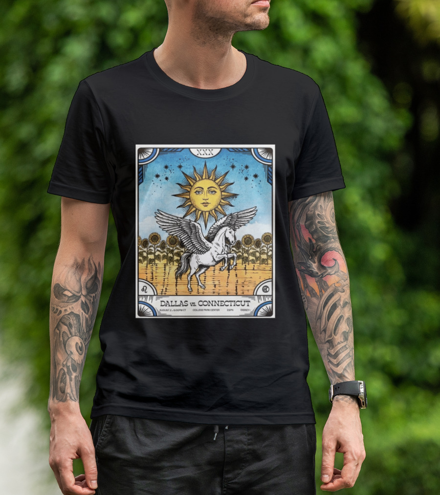 Dallas Vs Connecticut August 2 6pm CT College Park Center ESPN Disney Sunflower Pegasus Sun T-Shirt