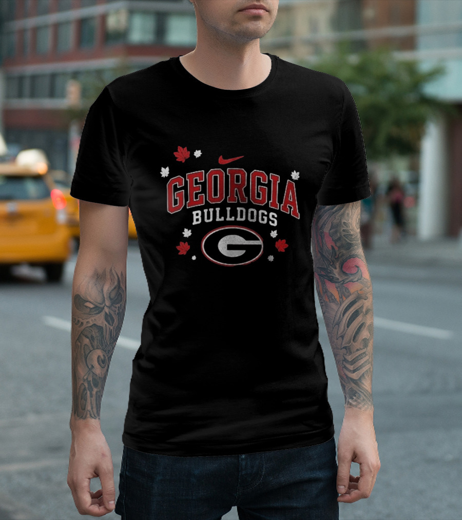 Georgia Bulldogs It's The Most Wonderful Time Of The Year Nike Logo Leafs G T-Shirt