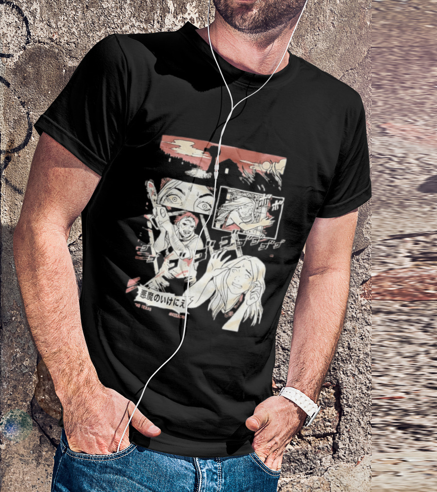 The Texas Chain Saw Massacre Manga Horror Panel With Japanese Text And Chainsaw Action T-Shirt
