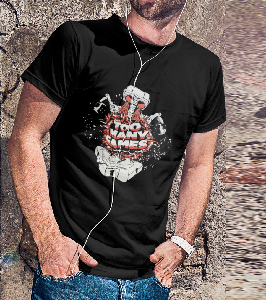 Too Many Games Robot Explosion Gamer T-Shirt