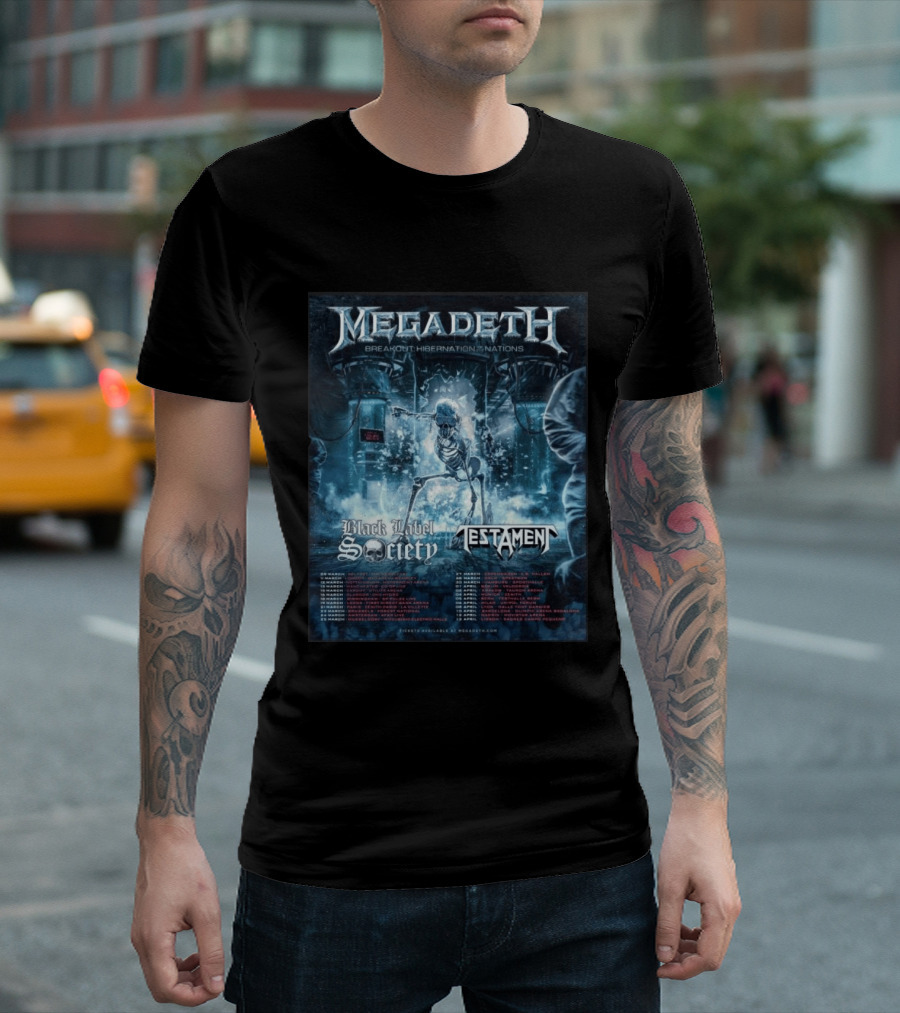 Megadeth Breakout Hibernation Nations Tour Black Label Society Testament T-Shirt