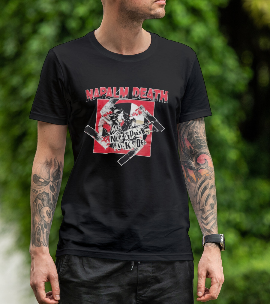 Napalm Death Nazi Punks Fuck Off Graphic Grindcore Band Merchandise T-Shirt