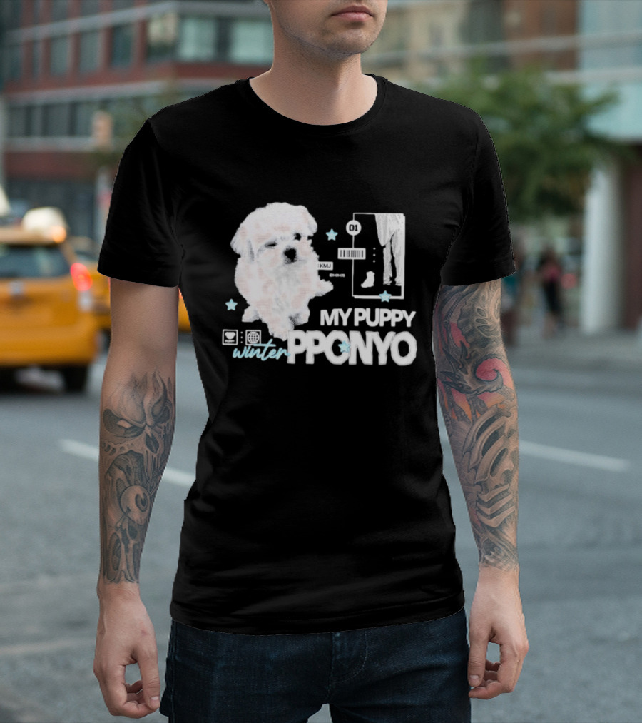 Winter Aespa My Puppy Pponyo KMJ Cute Dog T-Shirt