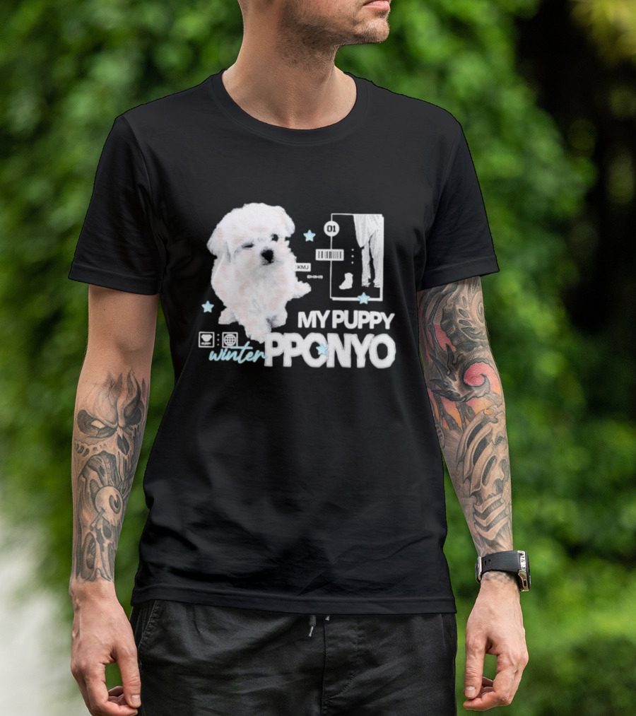 Winter Aespa My Puppy Pponyo KMJ Cute Dog T-Shirt