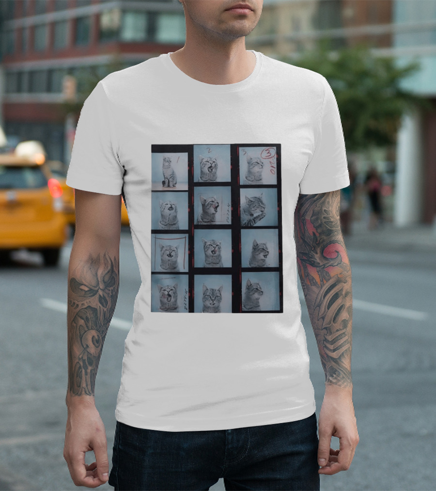 Tabby Cat Film Strip Series With Numbered Frames And Annotations T-Shirt