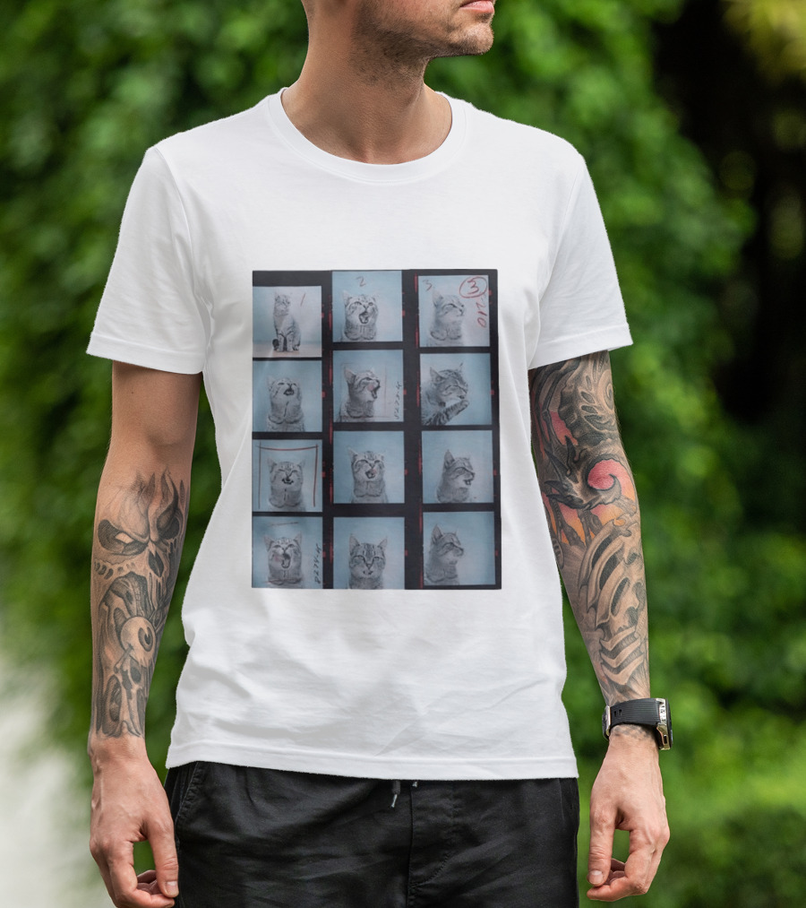Tabby Cat Film Strip Series With Numbered Frames And Annotations T-Shirt