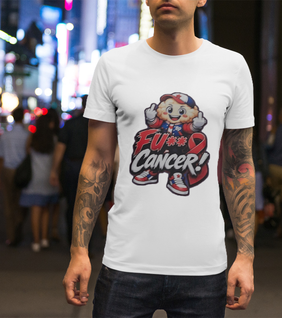 Fu Cancer BP Kid With Awareness Ribbon Support T-Shirt