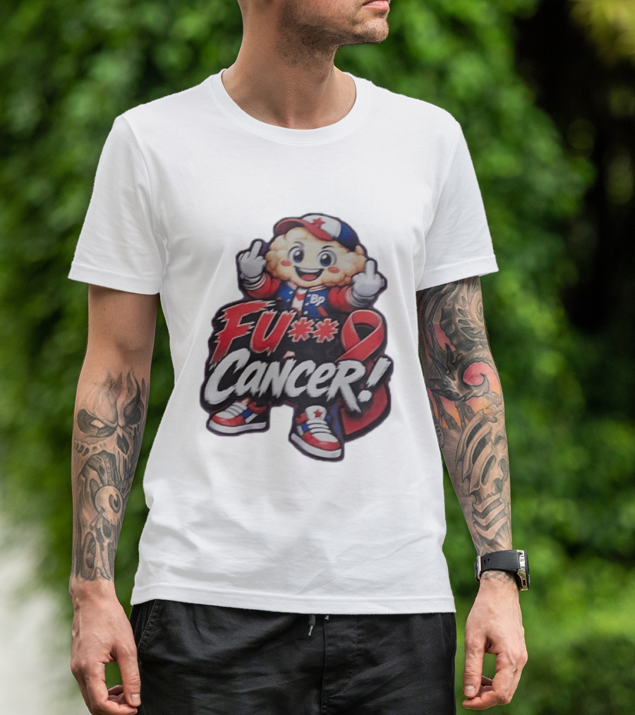 Fu Cancer BP Kid With Awareness Ribbon Support T-Shirt