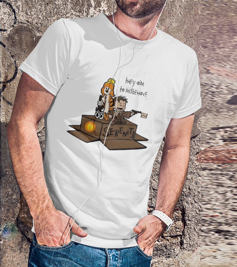 Malvin And Cobbes Serenity Hey Aim To Misbehave Box Gun Drawing T-Shirt