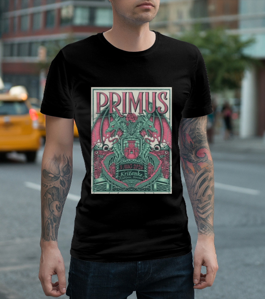 PRIMUS 3 Aug 2026 Križanke Ljubljana Slovenia Dragon T-Shirt