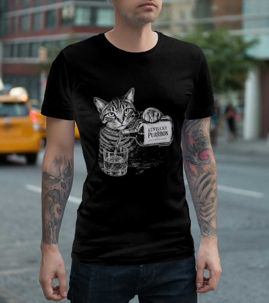 Kentucky Purrbon Cat Pouring Whiskey Bourbon T-Shirt